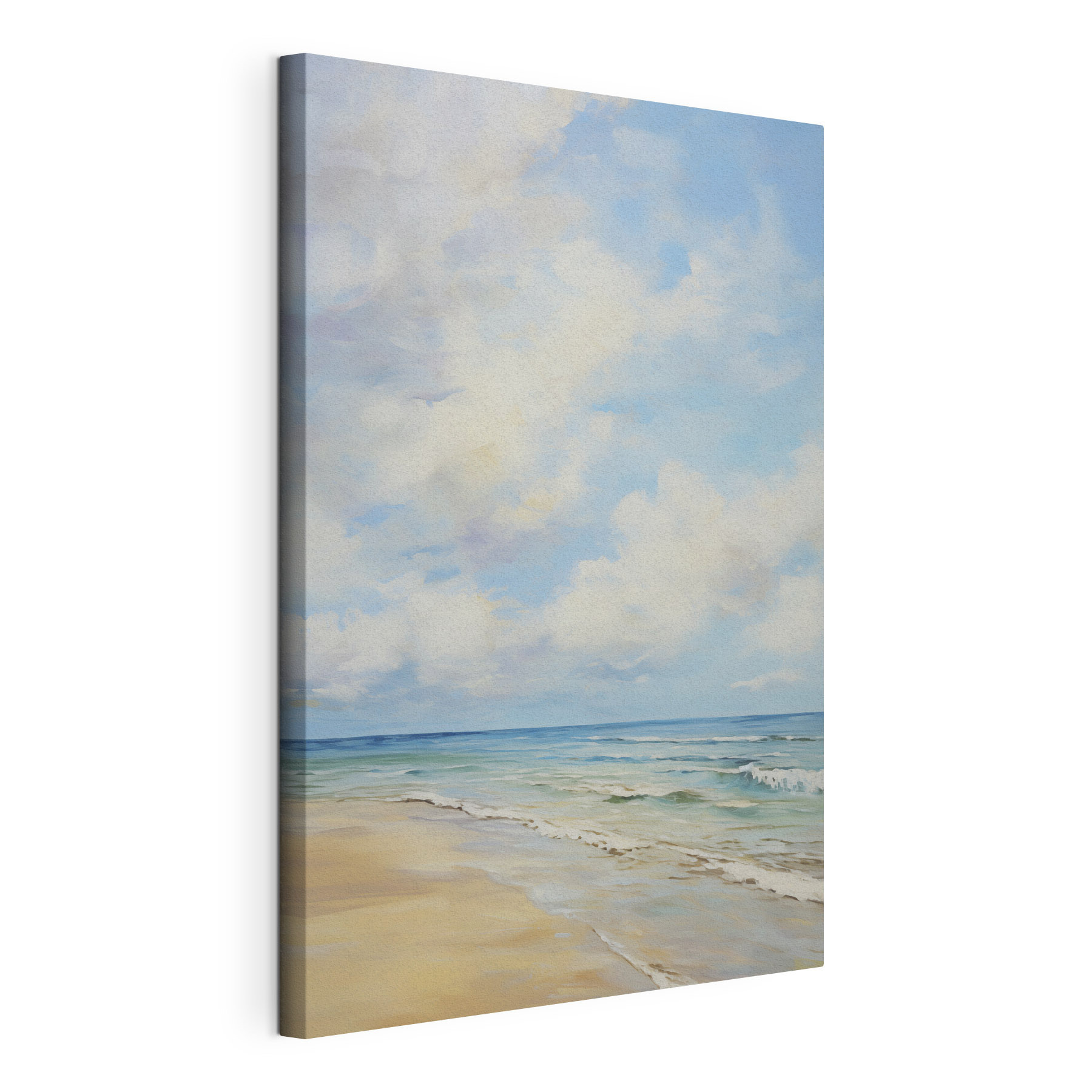 Painting of a beach and ocean