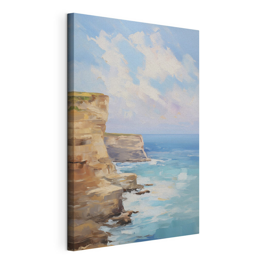 Painting of a cliff by the ocean Painting of a cliff by the ocean