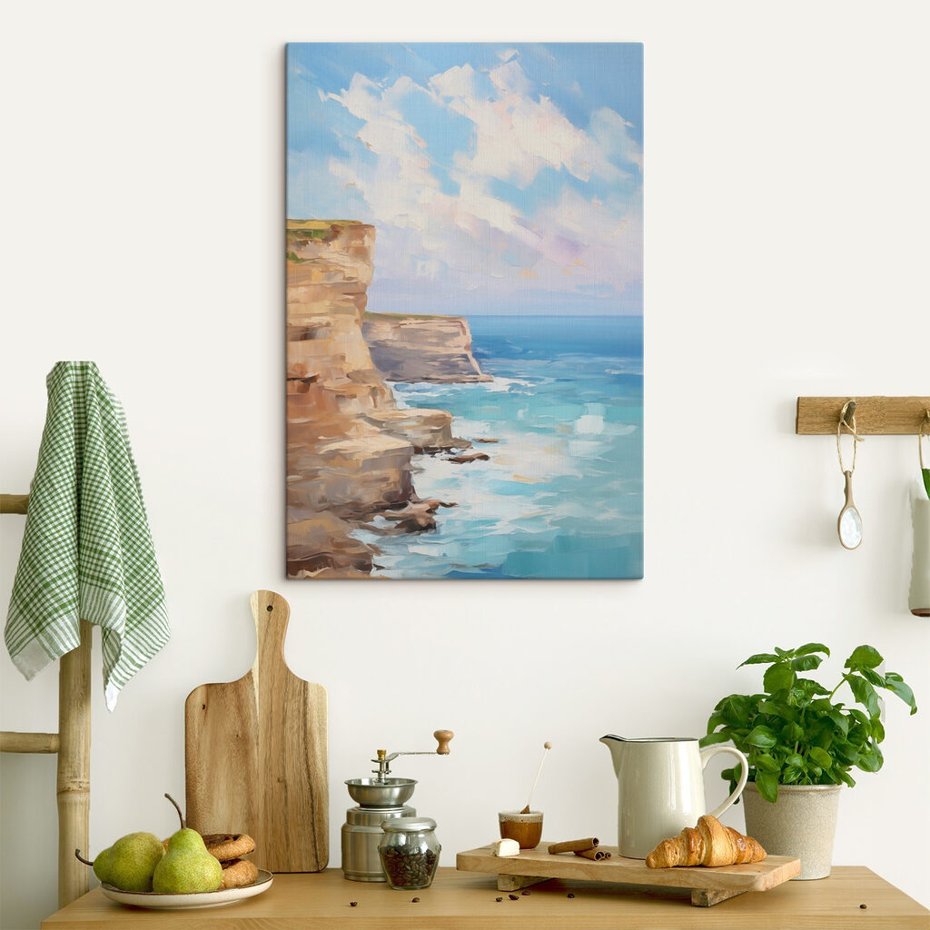 Painting of a cliff by the ocean Painting of a cliff by the ocean