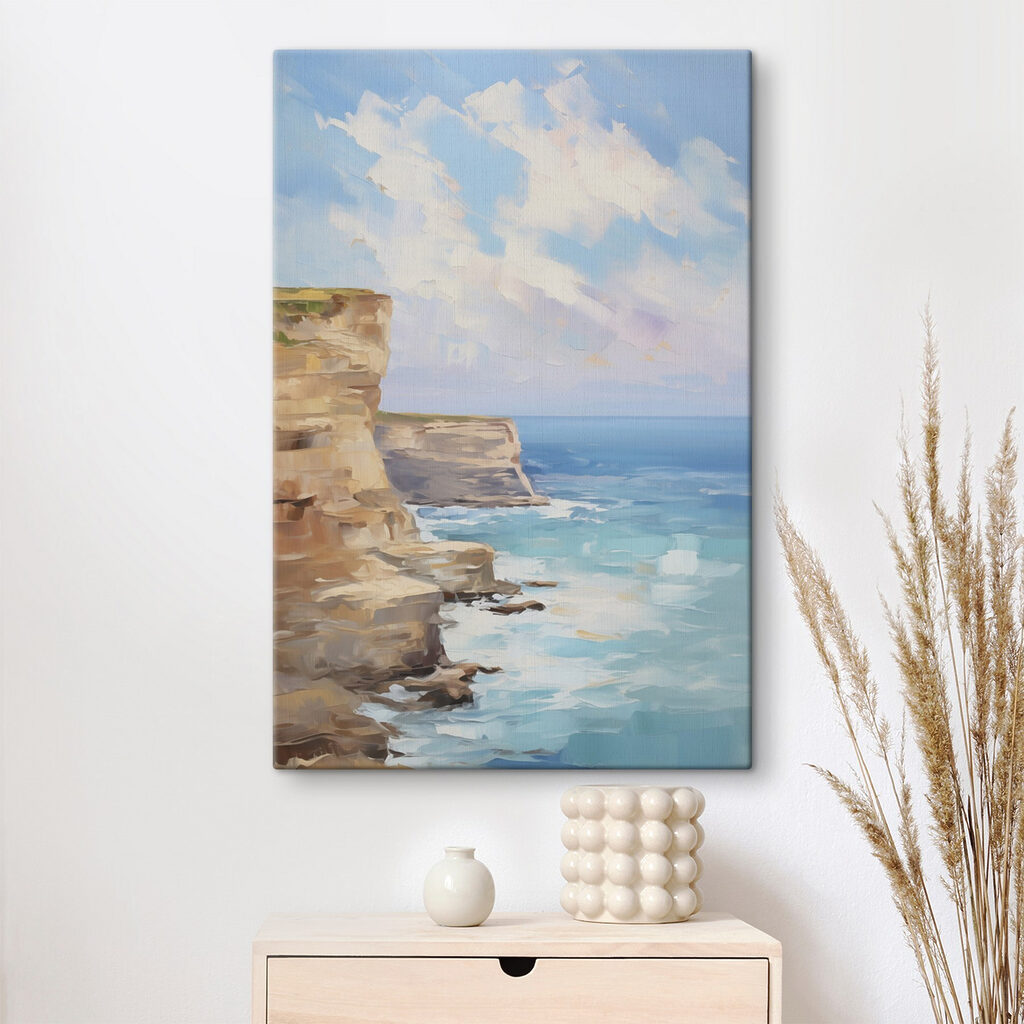 Painting of a cliff by the ocean Painting of a cliff by the ocean
