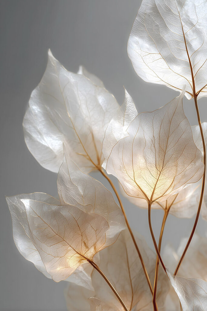 Delicate leaves with a soft glow