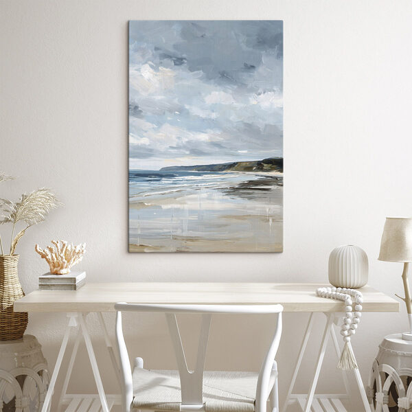 Beach with a body of water and hills