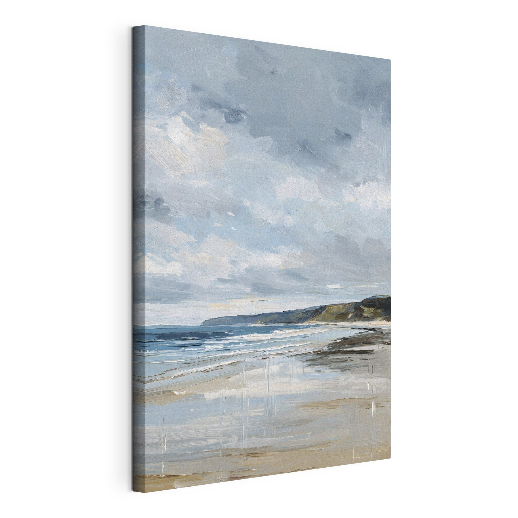 Beach with a body of water and hills