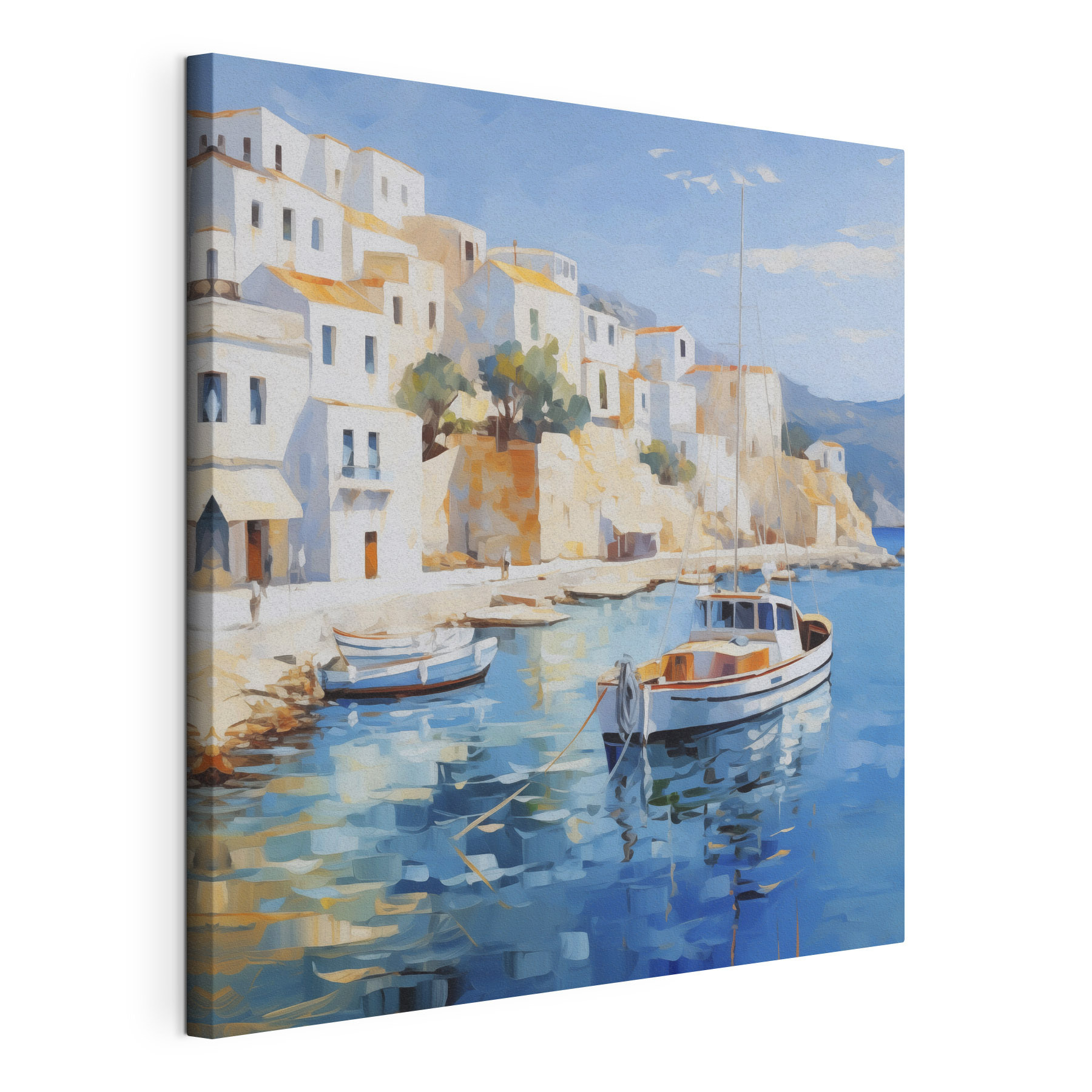 Painting of a boat in the water
