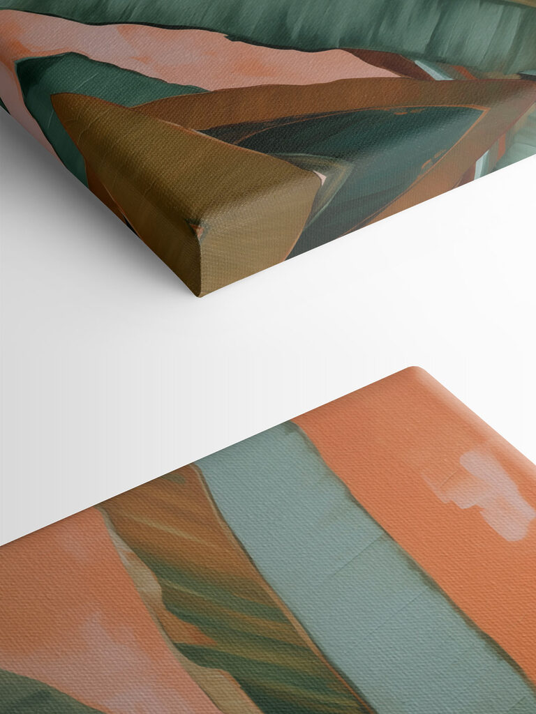 Vibrant tropical leaves against peach backdrop