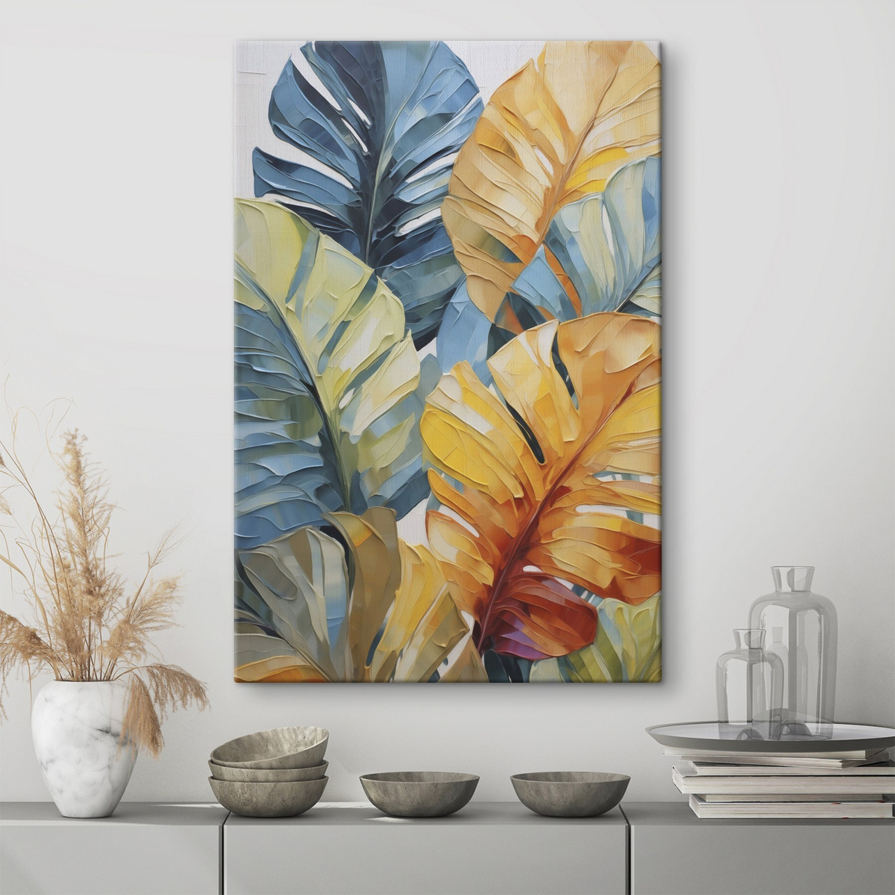 Painting of leaves on a wall