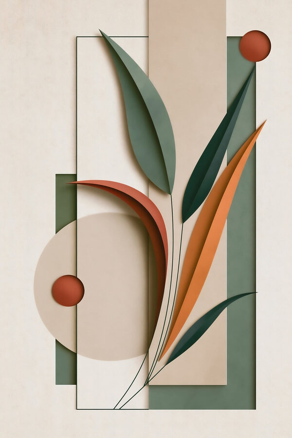 Artwork of leaves and circles Artwork of leaves and circles