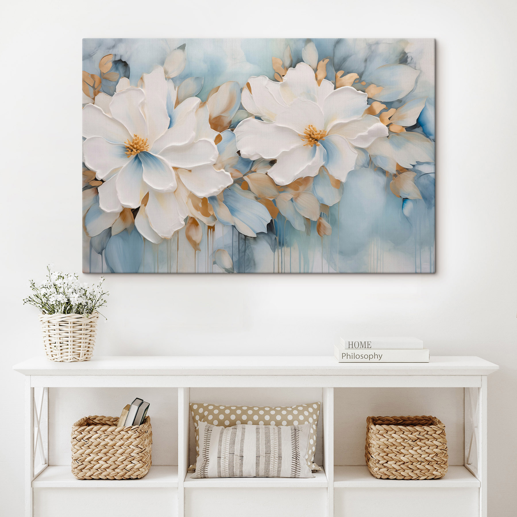 Blooming flowers in soft hues