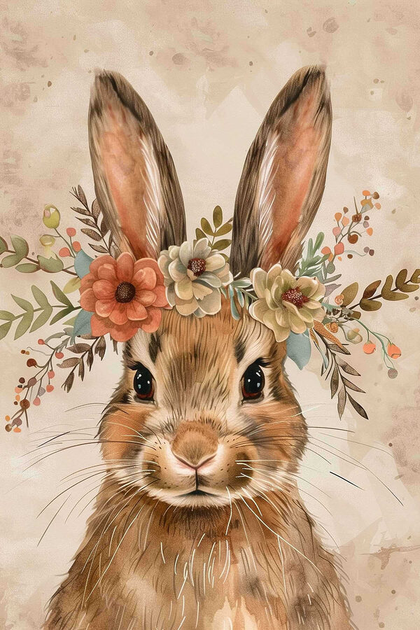 Rabbit with flowers on its head Rabbit with flowers on its head