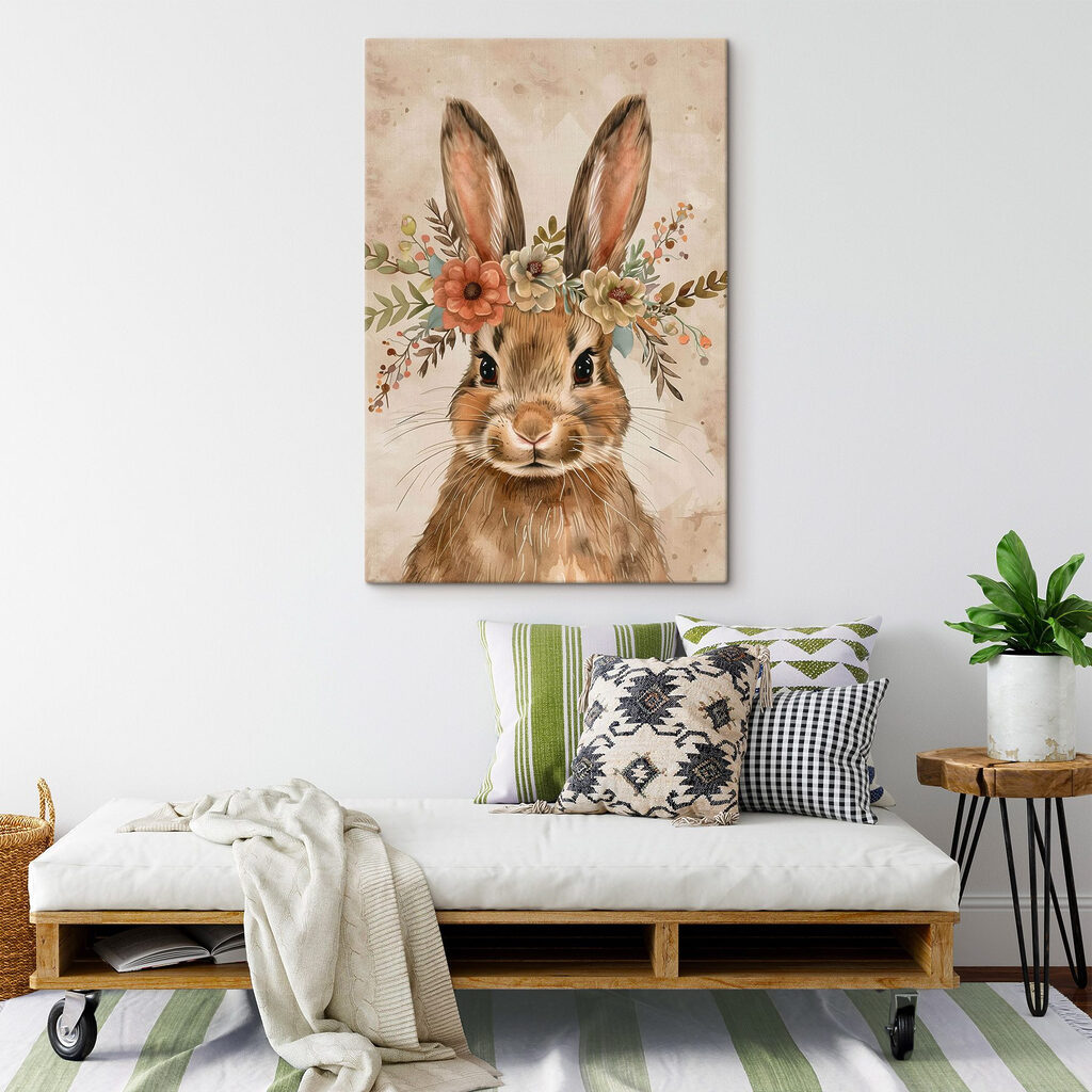 Rabbit with flowers on its head Rabbit with flowers on its head
