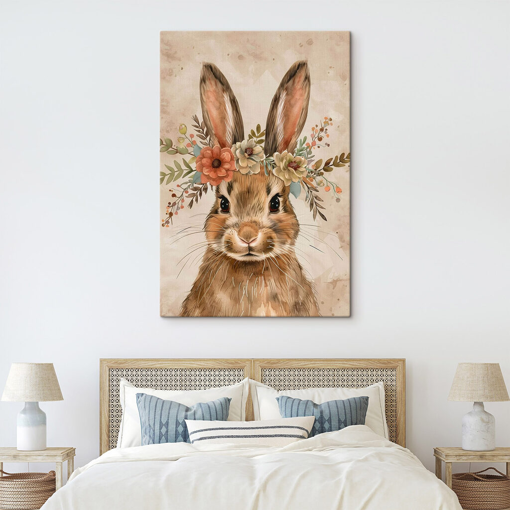 Rabbit with flowers on its head Rabbit with flowers on its head