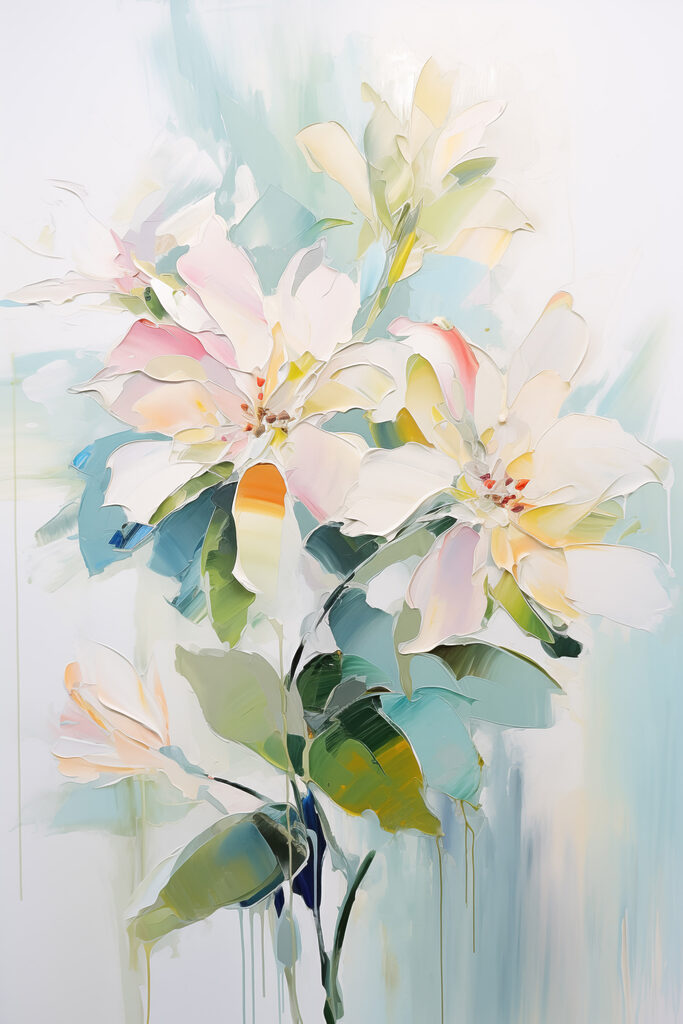 Painting of flowers on a white surface