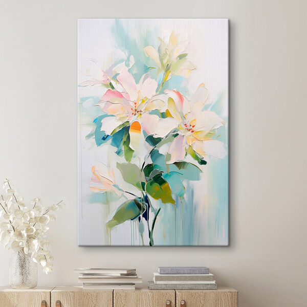 Painting of flowers on a white surface