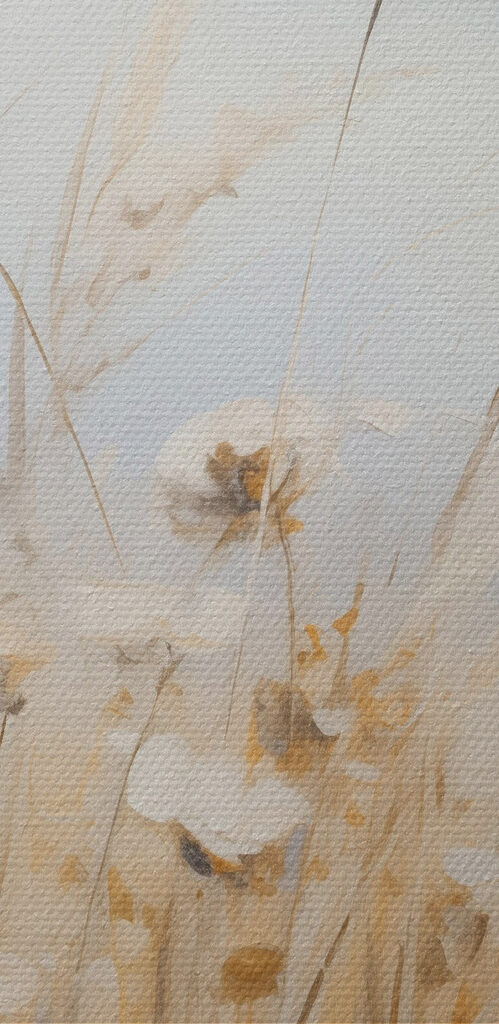 Painting of flowers in a field