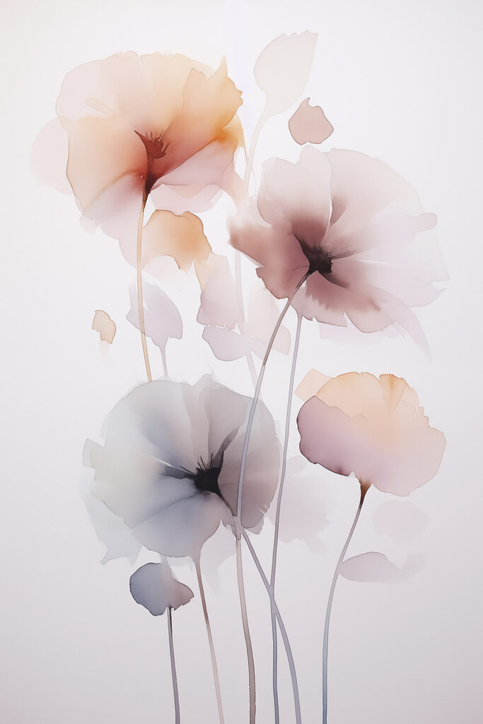 Painting of flowers on a white background Painting of flowers on a white background