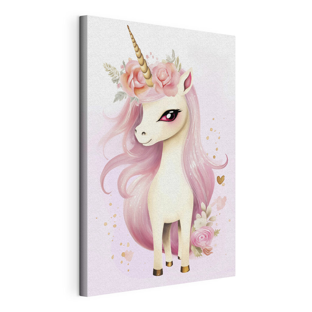 Unicorn with pink hair and flowers Unicorn with pink hair and flowers