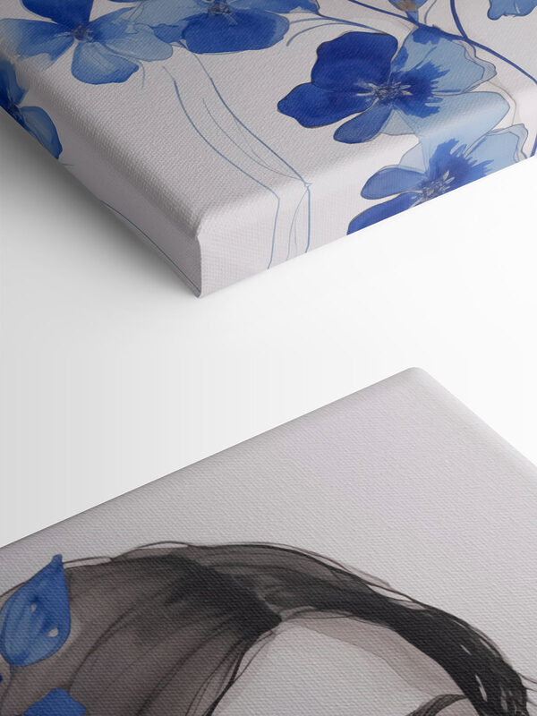 Woman with blue flowers
