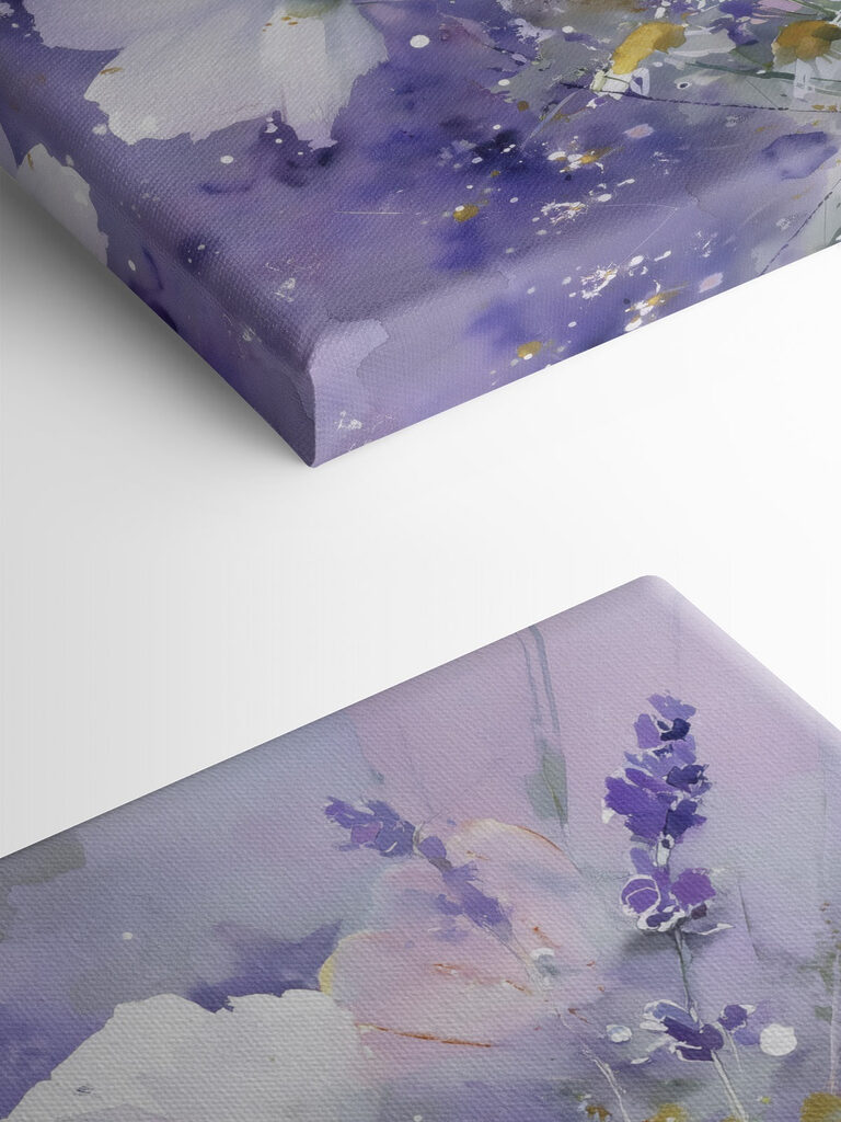Painting of flowers in a purple background Painting of flowers in a purple background