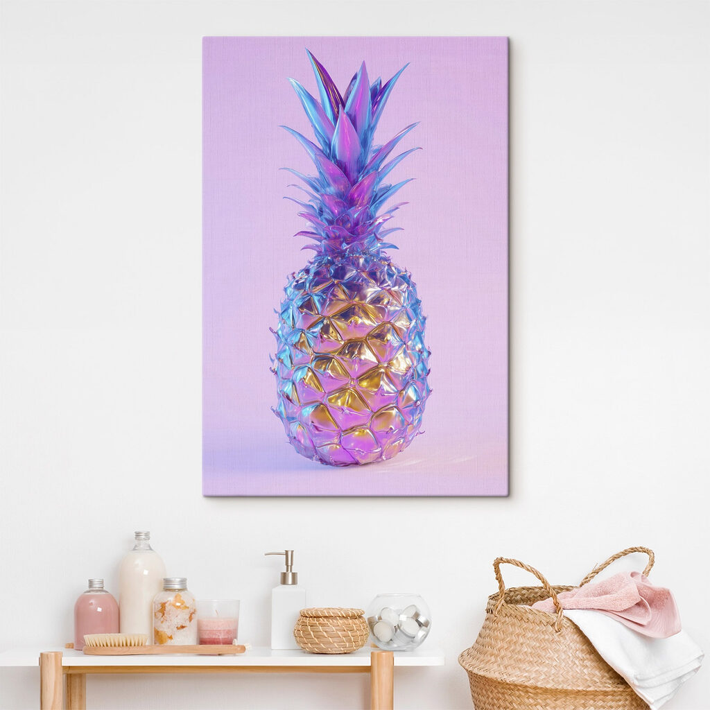 Colorful pineapple with a purple background Colorful pineapple with a purple background