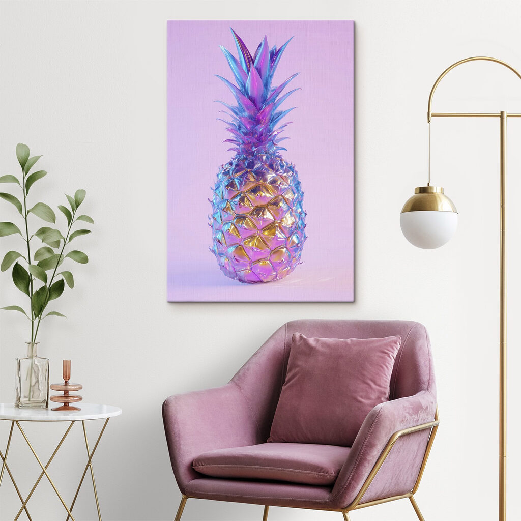Colorful pineapple with a purple background Colorful pineapple with a purple background