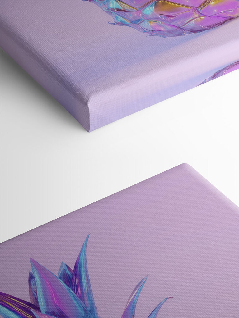 Colorful pineapple with a purple background Colorful pineapple with a purple background