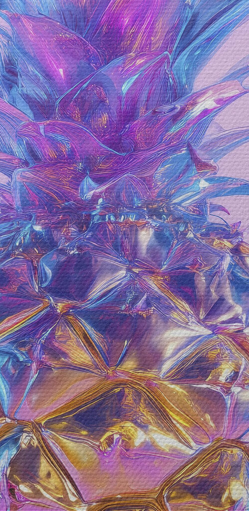 Colorful pineapple with a purple background Colorful pineapple with a purple background