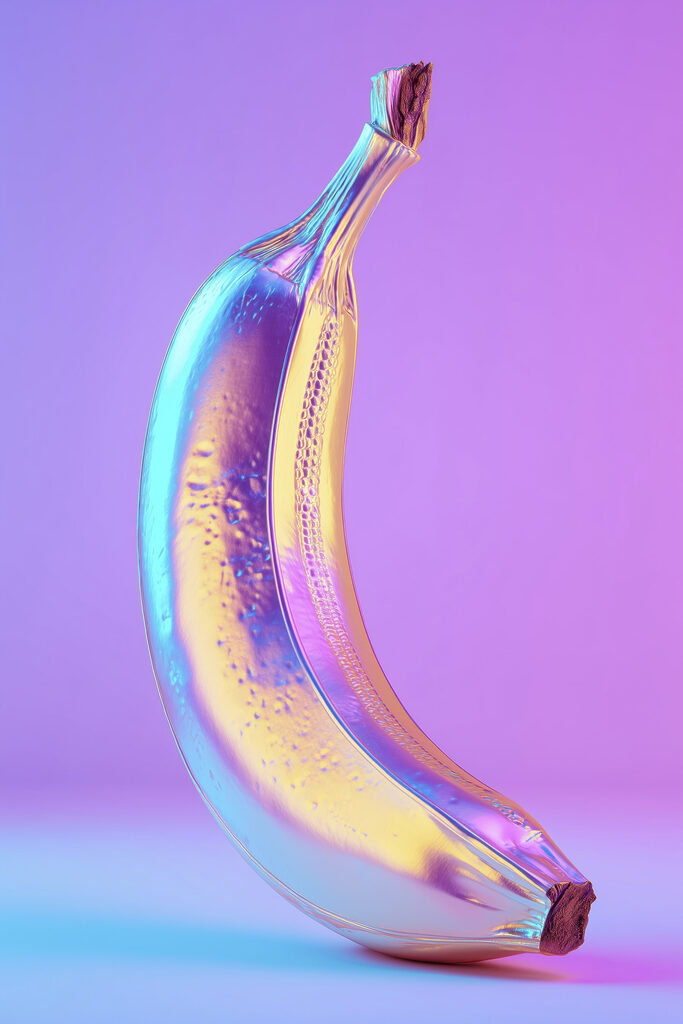 Colorful banana on a purple background Colorful banana on a purple background
