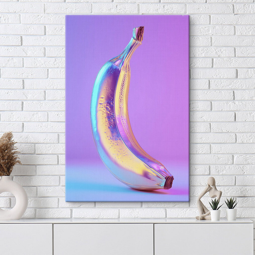 Colorful banana on a purple background Colorful banana on a purple background