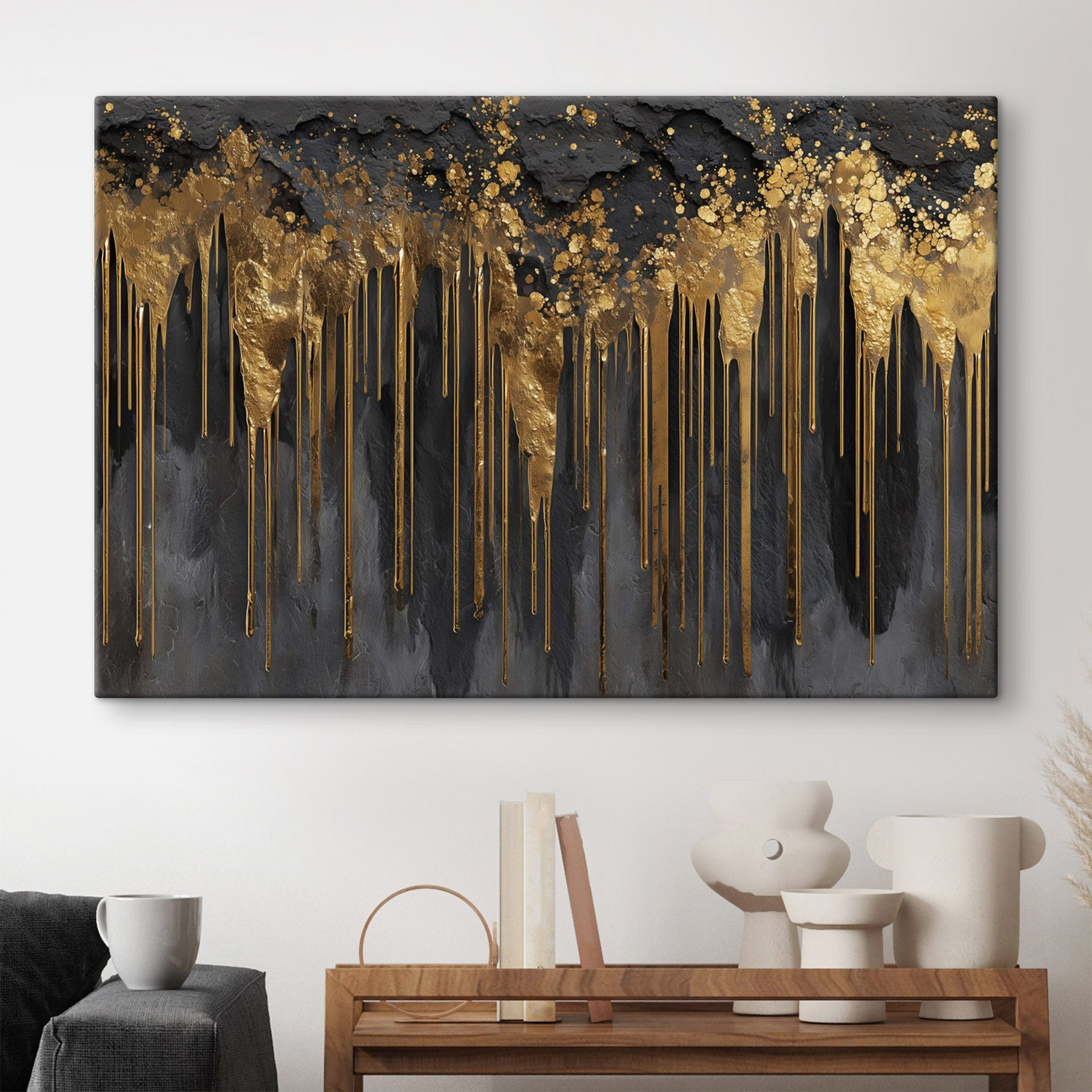 Dripping colors on a dark canvas