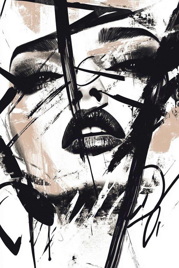 Woman's face with black paint
