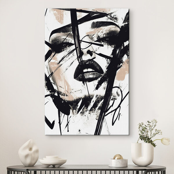 Woman's face with black paint