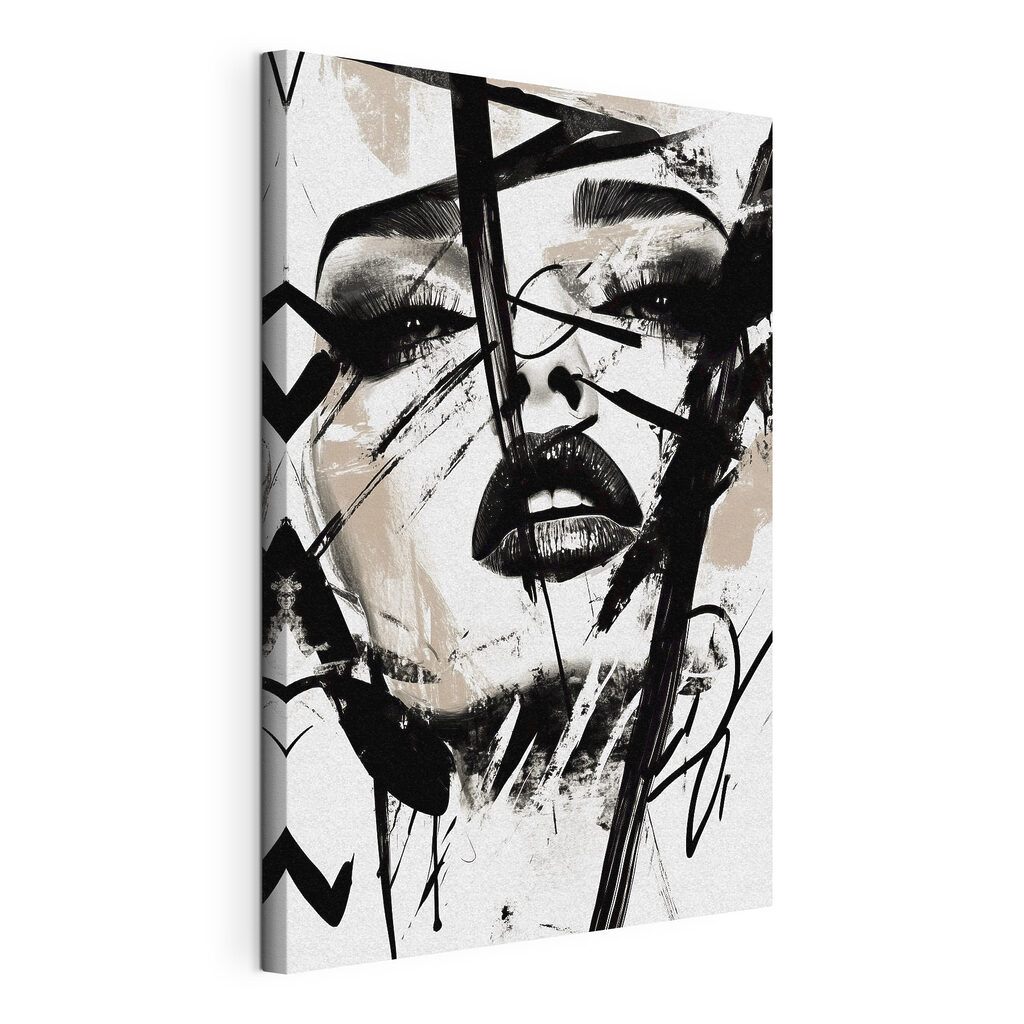 Woman's face with black paint