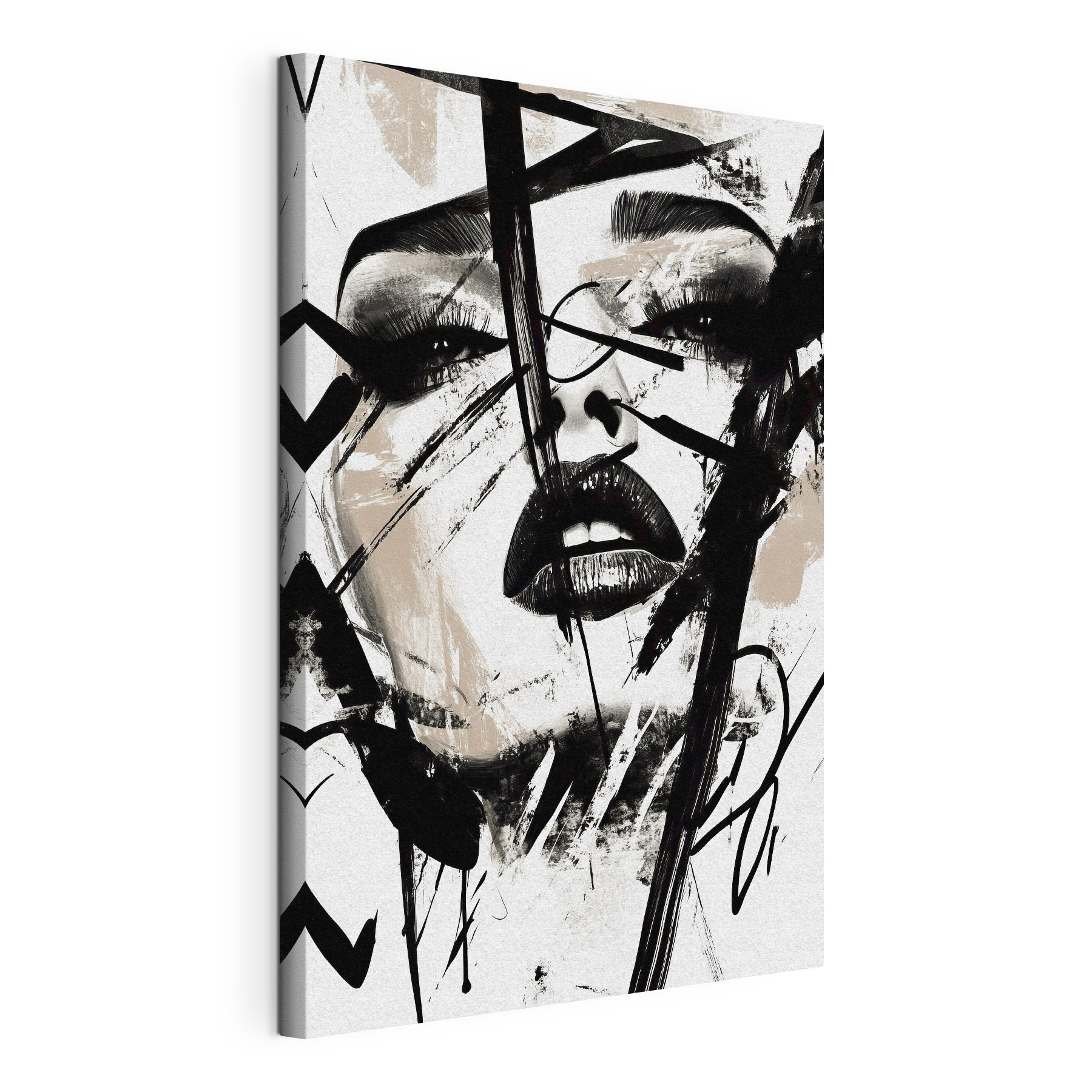 Woman's face with black paint