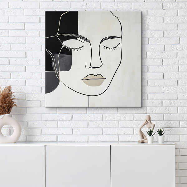 Black and white artwork of a woman's face