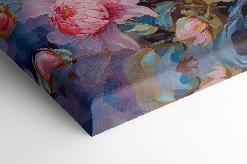 Painting of flowers on a blue background