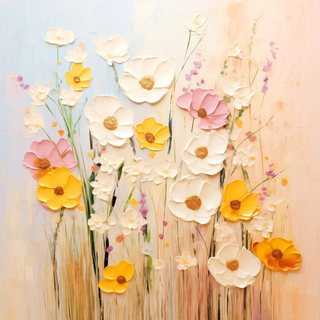 Painting of flowers on a wall