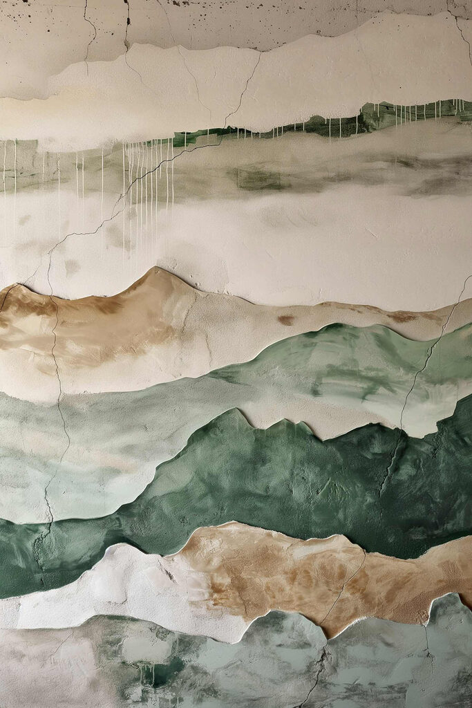 Wall with a painting of mountains