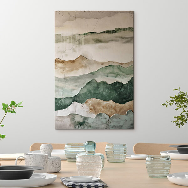 Wall with a painting of mountains