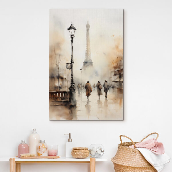 Watercolor of people walking on a sidewalk Watercolor of people walking on a sidewalk