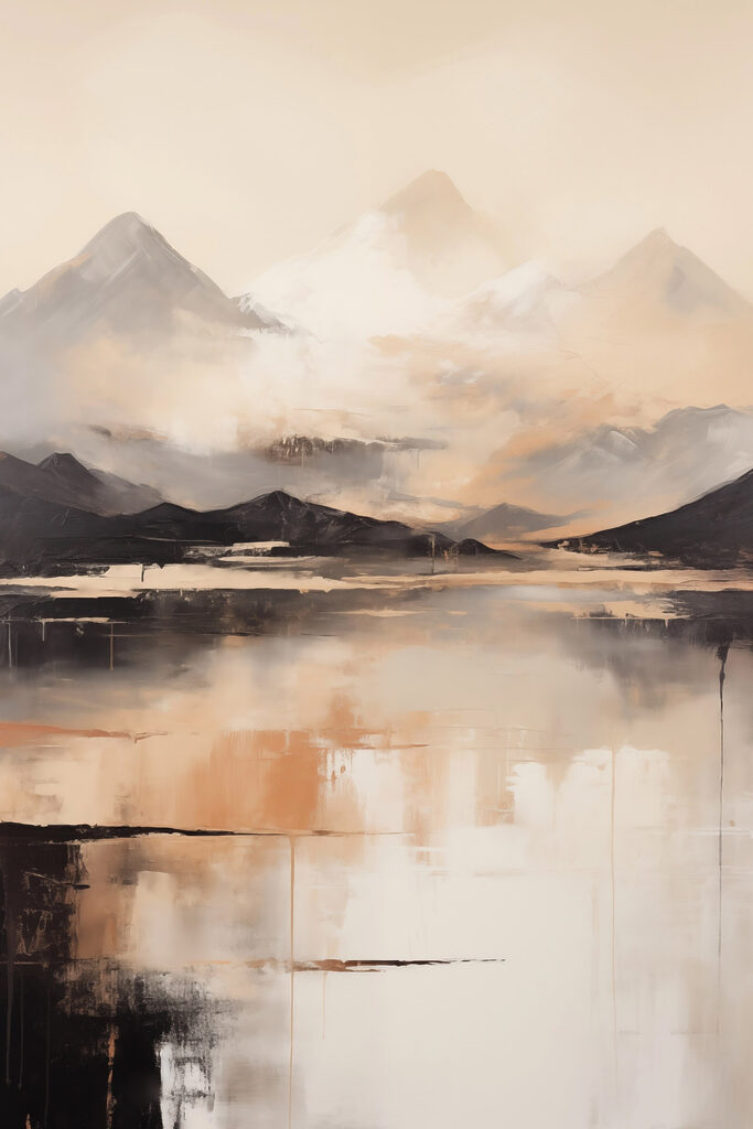 Painting of mountains and water