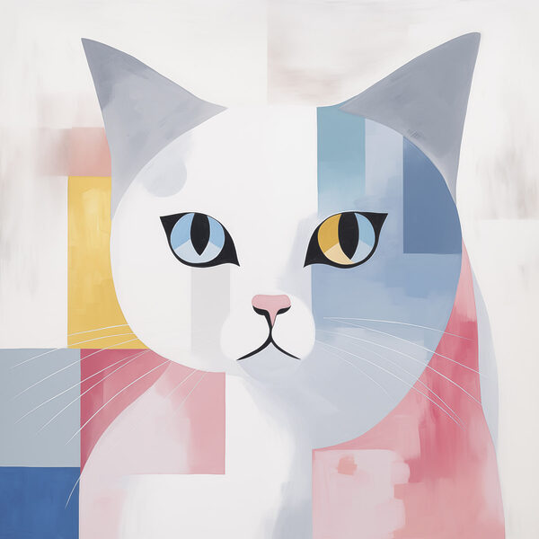 Cat with colorful squares