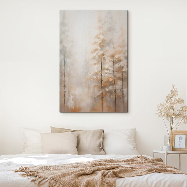 Painting of trees in fog Painting of trees in fog