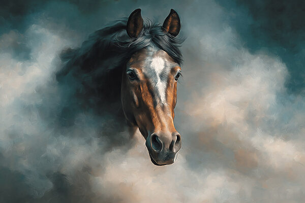 Horse with a black mane
