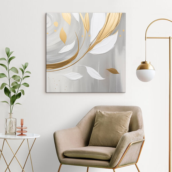 Painting of leaves and swirls