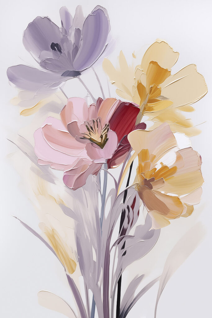 Painting of flowers on a white background