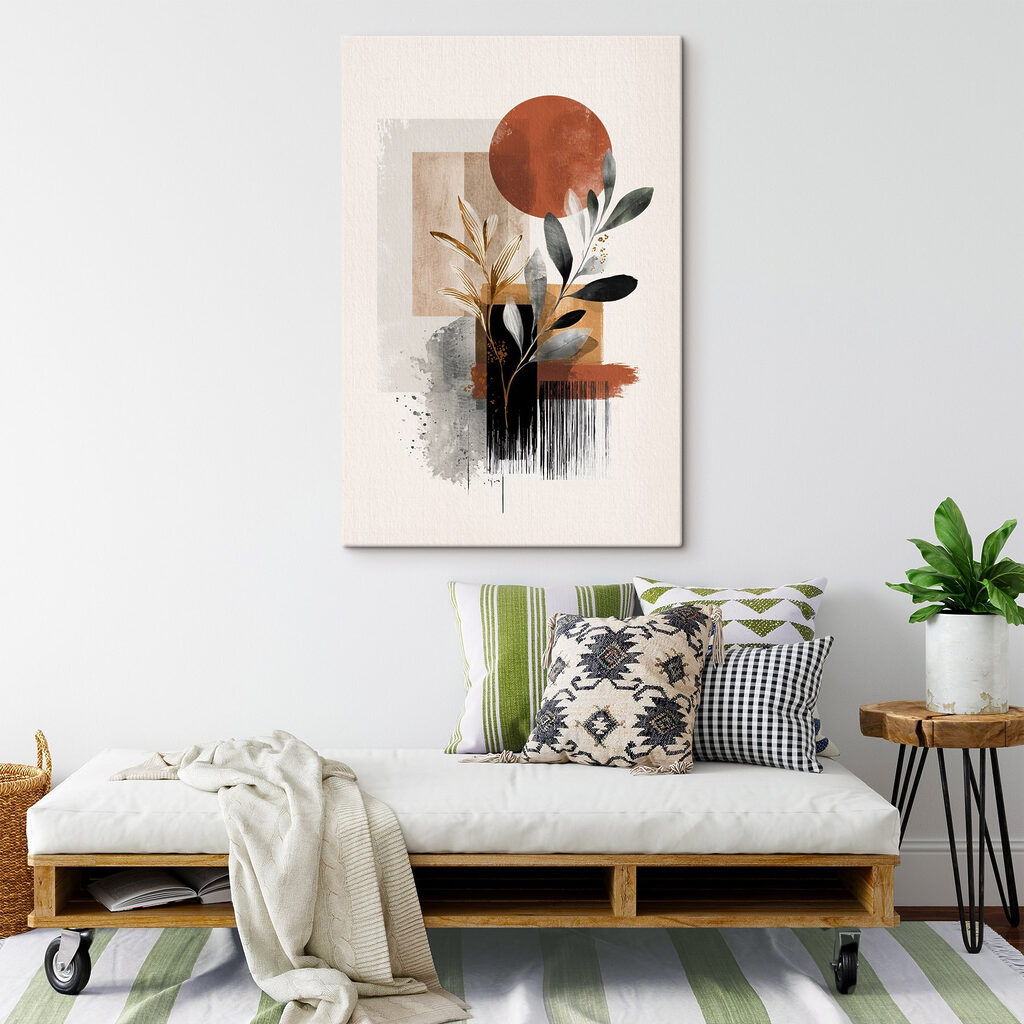 Painting of leaves and circles