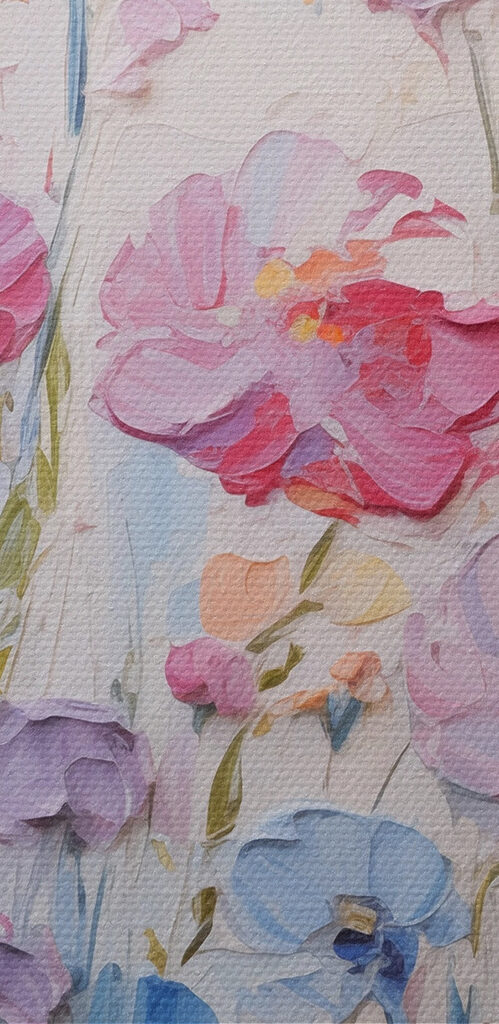 Painting of flowers on a white surface