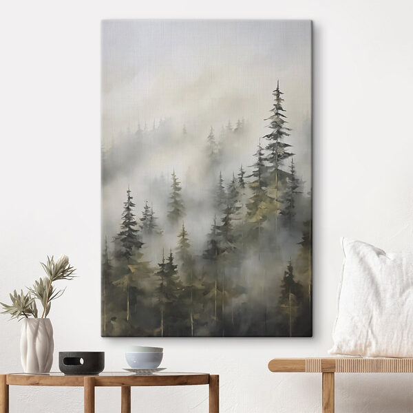 Foggy forest with trees Foggy forest with trees