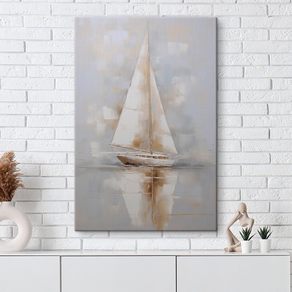 Painting of a sailboat on water Painting of a sailboat on water