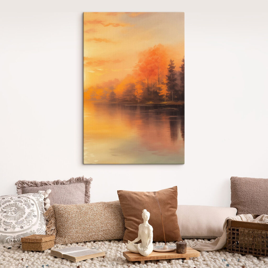 Watercolor painting of trees and a lake Watercolor painting of trees and a lake